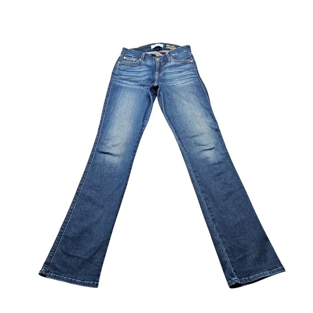 7 For All Mankind Kimmie Straight Leg Jeans Womens 29 Blue b(air) Denim Stretch